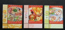 Malaysia Chinese Festival Food 2017 Festive Cuisine Foods Fruit Cake Salad Soup Prawn (stamp Plate Number) MNH - Malasia (1964-...)