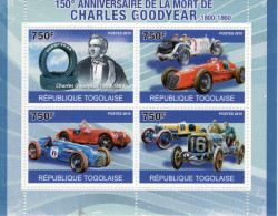 Togolaise  - 150e Anniversaire De CHARLES GOODYEAR - Maserati-Alfa Romeo-Talbot-Mercedes  -  4v MS Neuf/Mint MNH - Autos