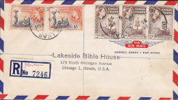 Gold Coast Air Mail Registered Einschreiben Label JASIKAN 1955 Cover Brief LAKESIDE BIBLE HOUSE, CHICAGO USA, 6x QEII. - Gold Coast (...-1957)