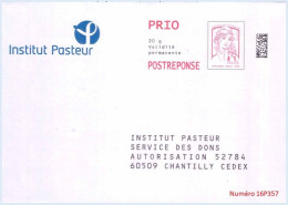 Entier FRANCE - PAP Enveloppe Postréponse Institut Pasteur 16P357 Neuf ** - TVP Ciappa & Kawena Rouge - PAP: Antwort/Ciappa-Kavena