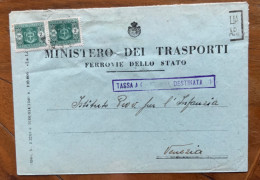 LUOGOTENENZA - TASSA A CARICO DESTINATARIO - L.2 Coppia - Busta MINISTERO  TRASPORTI FF.SS.- VENEZIA PER CITTA' - Marcophilia