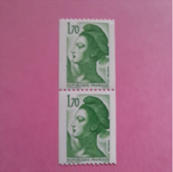 Roulette N°2321a 1.70 F Vert N° Rouge Neuf ** En Paire - 1982-1990 Liberté De Gandon