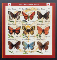 GUINEE BISSAU 2001 - NEUF**/MNH - BLOC BF SHEET Mi 1499 / 1507- IMPERF - PAPILLONS BUTTERFLIES PHILANIPPON - Guinée-Bissau