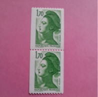 Roulette N°2321a 1.70 F Vert N° Rouge Neuf ** En Paire - 1982-1990 Liberté De Gandon