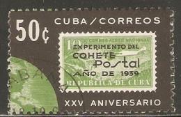 Cuba 1964 Mi# 943 Used - Experimental Cuban Postal Rocket Flight, 25th Anniv. (II) / Space - Usati