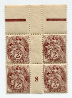 FRANCE N°108  ** TYPE BLANC IB EN BLOC DE 4 AVEC MILLESIME 8 ( 1908 ) - Millesimi