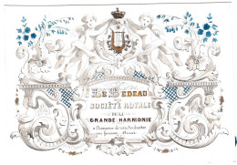 Belgique, "Carte Porcelaine" Porseleinkaart, Societe Royale De La Grande Harmonie, Lith Bruxelles, 133x94mm - Cartes Porcelaine