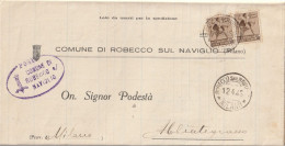 LETTERA RSI 1945 2X30 MONUM DIST TIMBRO ROBECCO SUL NAVIGLIO  (YK976 - Storia Postale