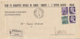 RACCOMANDATA RSI 1945 2X1+50-25 MON DIST TIMBRO BRESCIA  (YK971 - Marcofilía