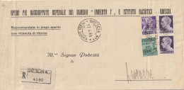 RACCOMANDATA RSI 1945 2X1+50-25 MON DIST TIMBRO BRESCIA  (YK971 - Poststempel