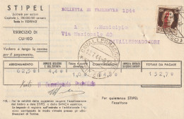 BOLLETTA TELEFONICA STIPEL 1944 RSI 30 SS TIMBRO CAVALLERMAGGIORE CUNEO (YK962 - Marcofilía