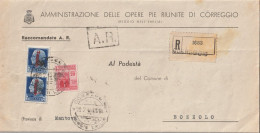 RACCOMANDATA 1944 RSI C.20 MON DIST+2X1,25 SS TIMBRO CORREGGIO REGGIO EMILIA (YK939 - Marcophilia