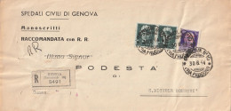 LETTERA 1944 RSI 2X15+50 SS TIMBRO GENOVA CUNEO (YK936 - Marcofilía