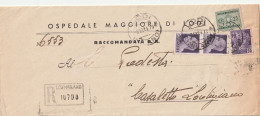 RACCOMANDATA 1944 RSI 2X50 MON DIST+25 SEGNATASSE TIMBRO LODI MILANO CASALETTO LODIGIANO (YK933 - Marcofilía