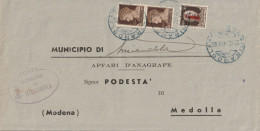 LETTERA 1944 RSI 2X10+30 SS TIMBRO MIRANDOLA MODENA MEDOLLA (YK927 - Marcofilía