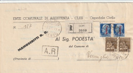 RACCOMANDATA 1945 RSI 2X1,25 SS +2X10 TIMBRO CLES TRENTO VERMIGLIO (YK929 - Storia Postale