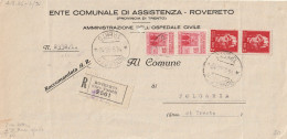 RACCOMANDATA 1945 LUOGOTENENZA 2X20 MON DIST +2 TIMBRO ROVERETO TRENTO FOLGARIA (YK879 - Marcofilie