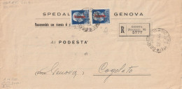 RACCOMANDATA 1945 RSI 2X1,25 SS TIMBRO GENOVA COGOLETO  (YK885 - Marcophilia