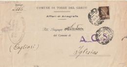 LETTERA 1944 LUOGOTENENZA C.10 TIMBRO ACS TORRE DEL GRECO IGLESIAS CAGLIARI (YK878 - Poststempel