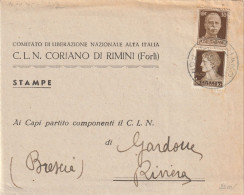 LETTERA 1945 LUOGOTENENZA 10+30 CLN COMITATO LIBERAZIONE TIMBRO CORIANO FORLI -DOCUMENTO STORICO (YK876 - Poststempel