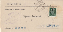 LETTERA 1944 RSI 25 SS TIMBRO SETTALA MILANO CREMENO COMO (YK854 - Marcophilie