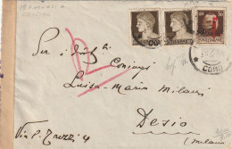 LETTERA 1944 RSI 2X10+30 SS TIR VERONA TIMBRO COMO FIRMA PERITO (YK763 - Poststempel