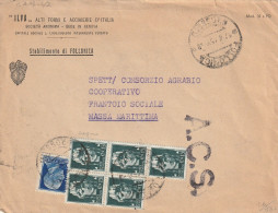 LETTERA 1945 LUOGOTENENZA 1,25+5X15 TIMBRO ACS FOLLONICA MASSA MARITTIMA GROSSETO (YK715 - Marcofilía
