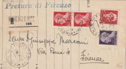 RACCOMANDATA 1945 LUOGOTENENZA 1+2+2X20  TIMBRO FIRENZE (YK699 - Poststempel