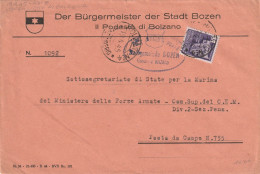 LETTERA 1945 RSI L.1 MON DIST TIMBRO BOLZANO DRETTA SOTTOSEGR MARINA  (YK632 - Marcofilie