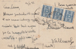 CARTOLINA 1944 RSI SEGNATASSE 3X10 TIMBRO VERCELLI (YK594 - Storia Postale