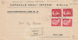 RACCOMANDATA 1945 LUOGOTENENZA 2X2+2X20 TIMBRO BIELLA VERCELLI  (YK555 - Marcophilia