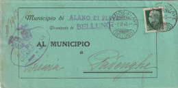 LETTERA DOPPIA SPEDIZIONE 1943 RSI C.25---30 TIMBRO ALANO DI PIAVE BELLUNO BRESCIA (YK549 - Marcofilía