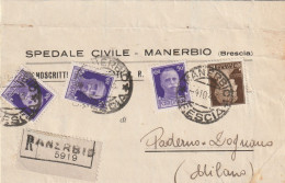 RACCOMANDATA 1943 RSI 3X50+10 TIMBRO MANERBIO BRESCIA PADERNO D'UGNANO (YK547 - Storia Postale