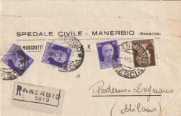 RACCOMANDATA 1943 RSI 3X50+10 TIMBRO MANERBIO BRESCIA PADERNO D'UGNANO (YK547 - Marcofilía