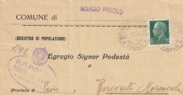 LETTERA 1943 RSI C.25 TIMBRO PAVIA  BORGO PRIOLO BORGORATTO (YK529 - Marcophilie