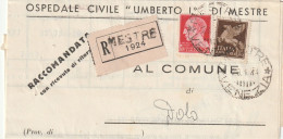 RACCOMANDATA 1944 RSI C.20+50 PA TIMBRO MESTRE VENEZIA DOLO (YK527 - Storia Postale