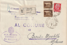 RACCOMANDATA 1943 RSI 2X5+75 TIMBRO MILANO BOVISIO (YK531 - Storia Postale