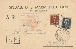 CARTOLINA POSTALE 1944 RSI C.15+75 PA TIMBRO SINALUNGA SIENA COLLEGNO (YK521 - Marcophilia