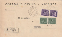 RACCOMANDATA 1944 RSI 2X25+2X1 TIMBRO VICENZA LITTORIO PERNUMIA PADOVA (YK515 - Storia Postale