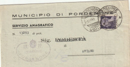 LETTERA 1945 LUOGOTENENZA L.1 TIMBRO PORDENONE UDINE AVIANO (YK518 - Poststempel