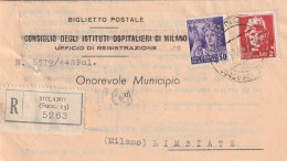 RACCOMANDATA 1945 RSI 2+50 MON DIST TIMBRO LIMBIATE MILANO (YK516 - Marcophilia