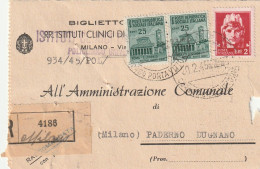 BIGLIETTO POSTALE 1945 RSI 2+2X25 MON DIST TIMBRO PADERNO D'UGNANO (YK506 - Marcophilia