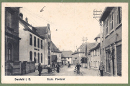 CPA Vue Rare - BAS RHIN - BENFELD - KAIS. POSTAM (la Poste) - Animation, Cyclistes - Benfeld