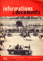 Revue Diplomatique Informations & Documents N° 143 - Juin 1961 - John Kennedy Et L'Alliance - Histoire Et Historiens - Storia