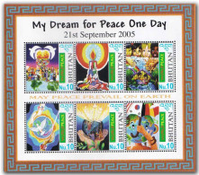 BHUTAN 2005 My Dream For Peace,USA,Germany,Japan,France,Italy,Turkey,Korea,Earth,Italy,Mexico,MS MNH (**) - Bhutan