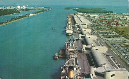 CPSM AERIAL VIEW OF NEW DODGE ISLAND SEAPORT - Miami
