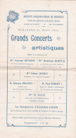 BOURGES PROGRAMME CONCERTS ARTISTIQUES UNION DES AMIS DES ARTS ET DES SPORTS ANNEE 1910 - Programmes