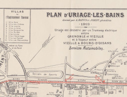 Fixe Plan Année 1913 Ville Uriage Les Bains Tracé Tramway - Europa