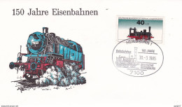 Germany Deutschland 1985 Spec Canc 150 Jahre Eisenbahnen Heilbronn 30-03-1985 - Trains