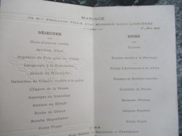 Familles Ville Et Lignieres 8 Juin 1924 - Menus